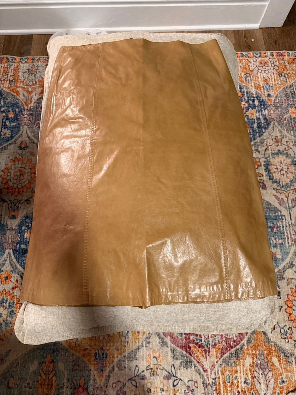 St. John Camel Leather Pencil Skirt